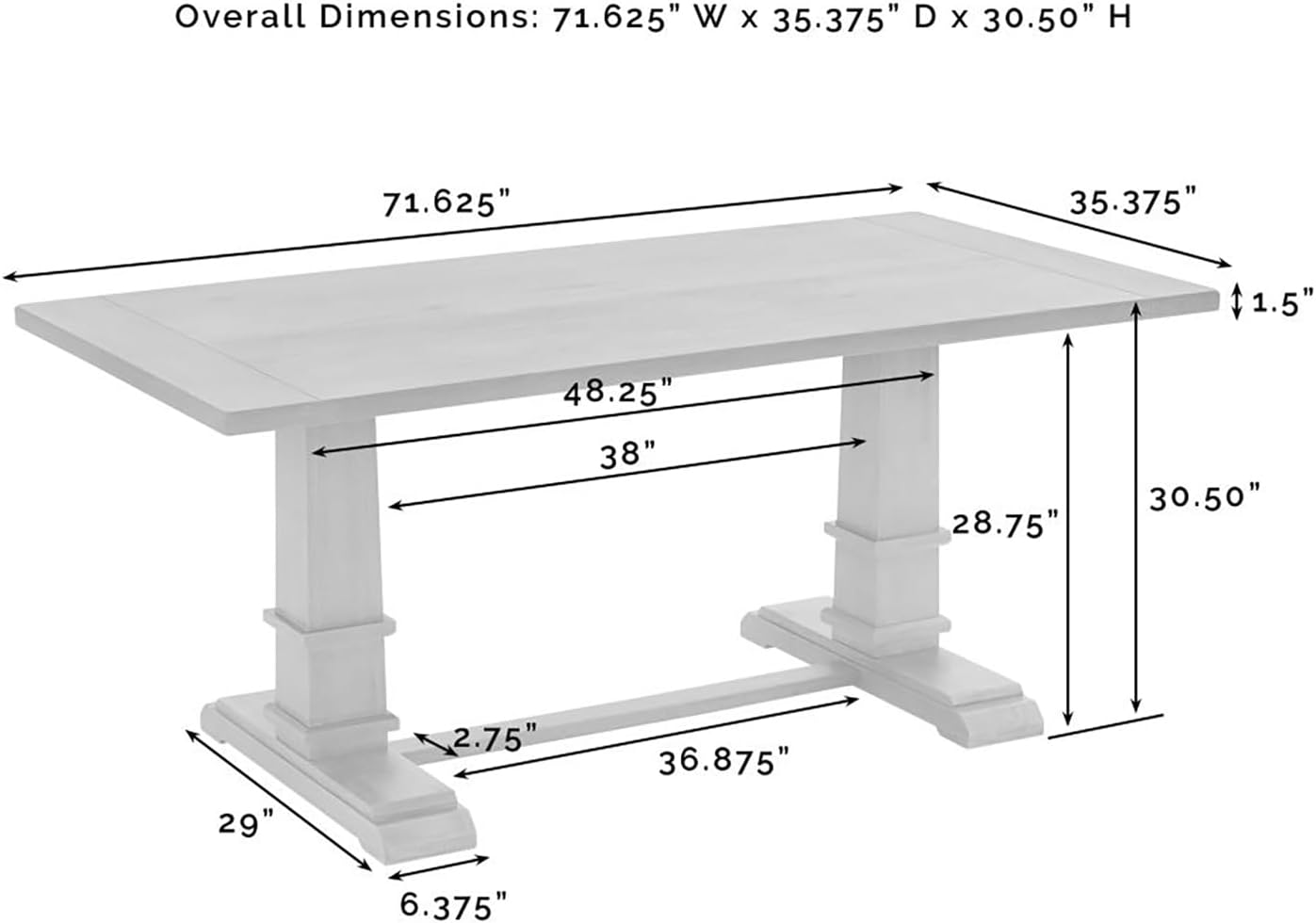 Crosley Furniture Joanna Modern Farmhouse Wood Dining Table, Dark Oak