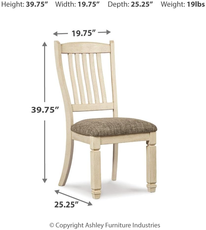 Signature Design by Ashley Bolanburg 20' Upholstered Dining Room Chair, Set of 2, Antique White