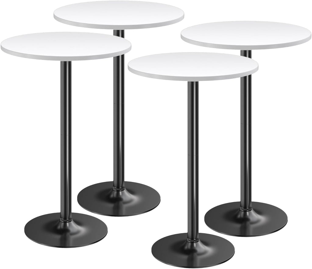 Furmax Bistro Pub Table Round Bar Height Cocktail Table for Home Bar, Round Bar Tables for Party, Dining Room, Living Room and Wedding, Metal Base MDF Top, 40.6 Inch Height (4, White-1)