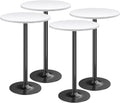 Furmax Bistro Pub Table Round Bar Height Cocktail Table for Home Bar, Round Bar Tables for Party, Dining Room, Living Room and Wedding, Metal Base MDF Top, 40.6 Inch Height (4, White-1)