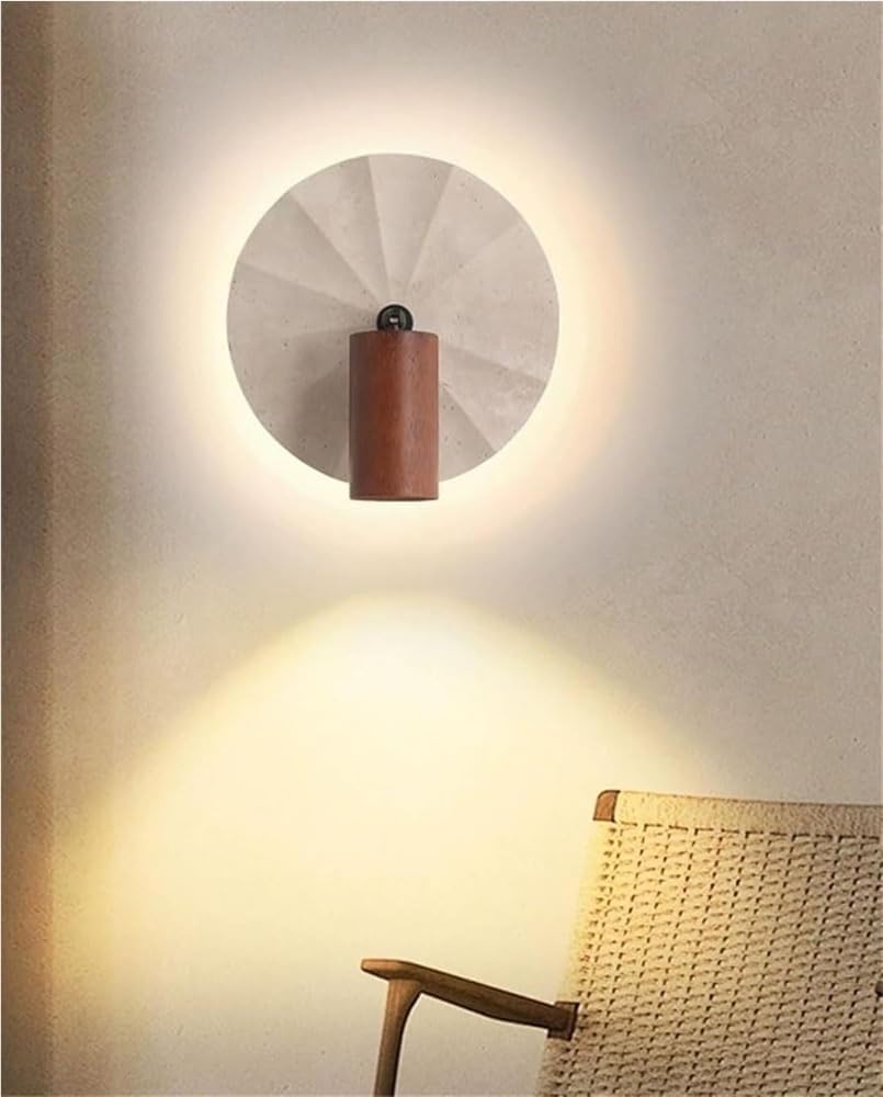 Modern Round Stone Wall Light Art Decor Wall Sconce E27 Spotlight Indoor Decorative Lighting Fixture Elegant Accent Light for Bedroom Bathroom Bedside Stairs Hallway Home Use