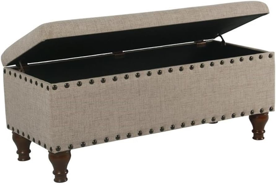 HomePop 42' Storage Bench with Nailhead Trim - Tan
