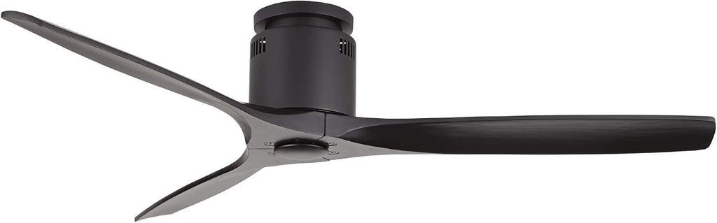 Casa Vieja 52' Windspun Modern 3 Hugger Ceiling Fan with Remote Control Matte Black Solid Wood Low Profile for Living Room Kitchen House Bedroom Family Dining Home Office