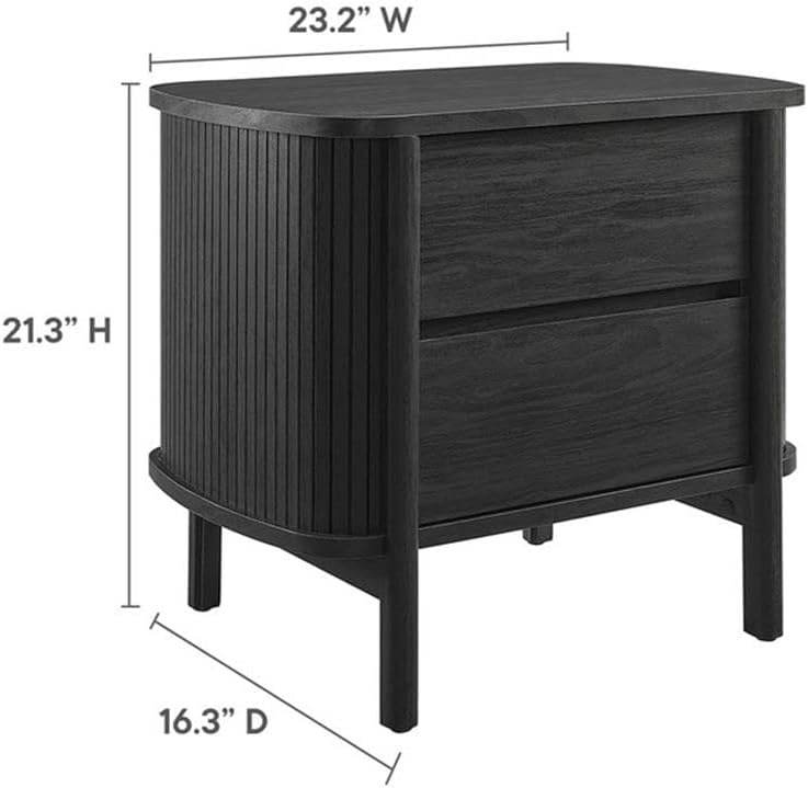 Modway Cadence Fluted 2-Drawer Nightstand in [Color] - Mid Century Modern Bedside Table with Storage - Wood Grain Accent Table - Boho Side or End Table for Living Room or Bedroom