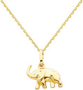The World Jewelry Center 14k Yellow Gold Elephant Pendant with 0.9mm Cable Chain Necklace