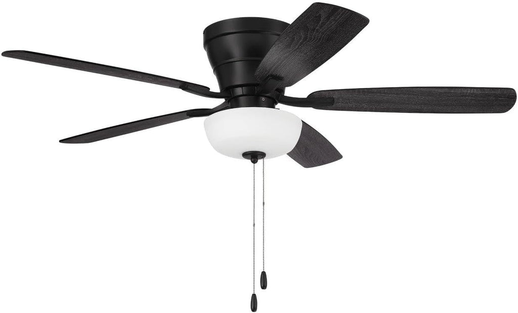 Craftmade 52' Wheeler Indoor Flush Mount 5 Blade Flat Black Finish Ceiling Fan with Single Bowl Light
