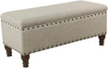 HomePop 42' Storage Bench with Nailhead Trim - Taupe/Cream