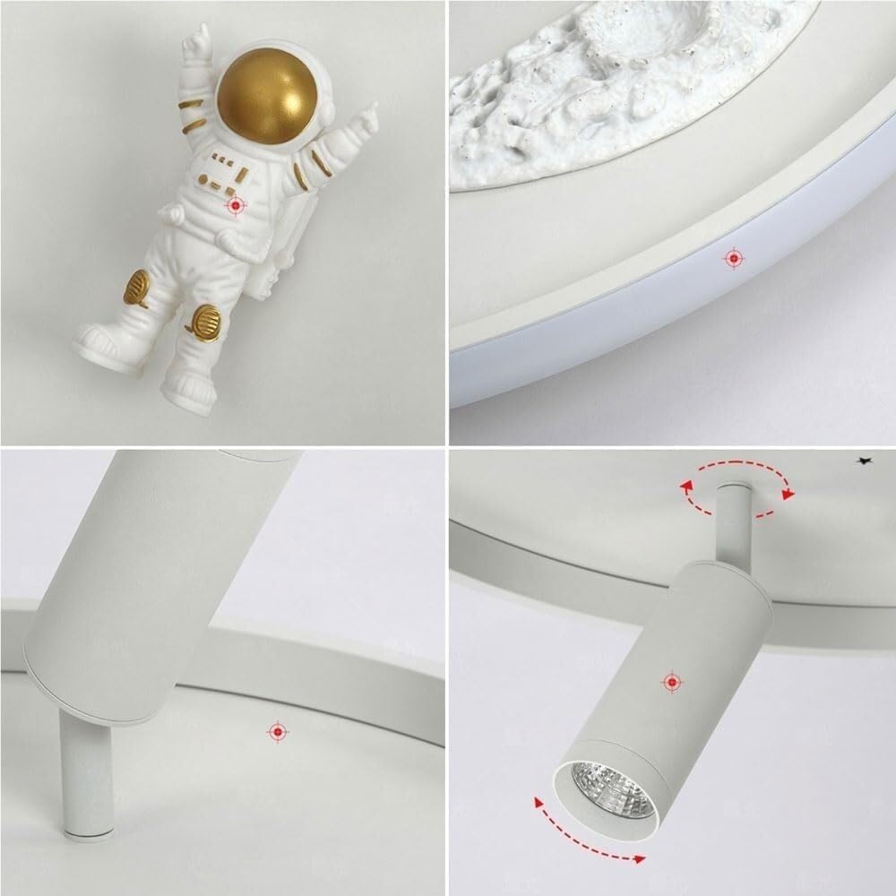 Dimmable Flush Mount Ceiling Light Creative Astronaut Moon Design Adjustable Spotlights with Remote Control Decorative Indoor Lighting for Bedroom Kids or Living Room