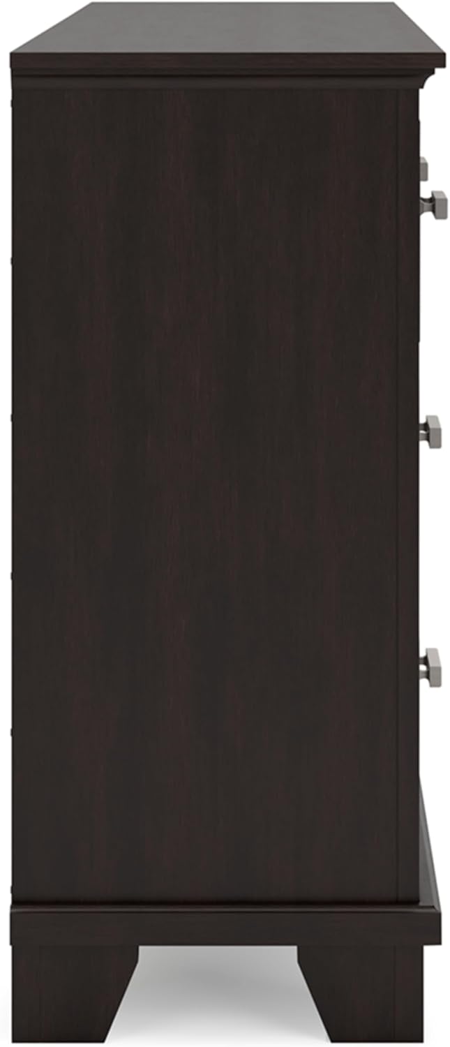 Signature Design by Ashley Covetown Bedroom Dresser, 62-Inch Wide 7-Drawer Storage, Dark Brown, Quick and Easy Assembly, Hardwood Solids, Engineered Wood Veneer, and MDF Substrates
