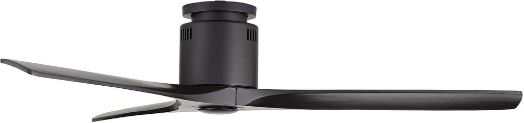 Casa Vieja 52' Windspun Modern 3 Hugger Ceiling Fan with Remote Control Matte Black Solid Wood Low Profile for Living Room Kitchen House Bedroom Family Dining Home Office