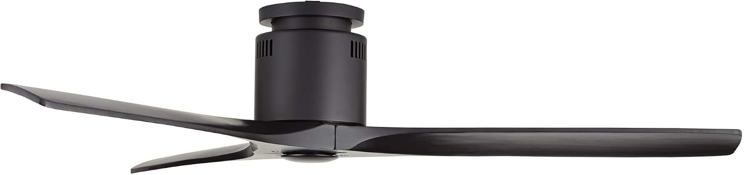 Casa Vieja 52' Windspun Modern 3 Hugger Ceiling Fan with Remote Control Matte Black Solid Wood Low Profile for Living Room Kitchen House Bedroom Family Dining Home Office