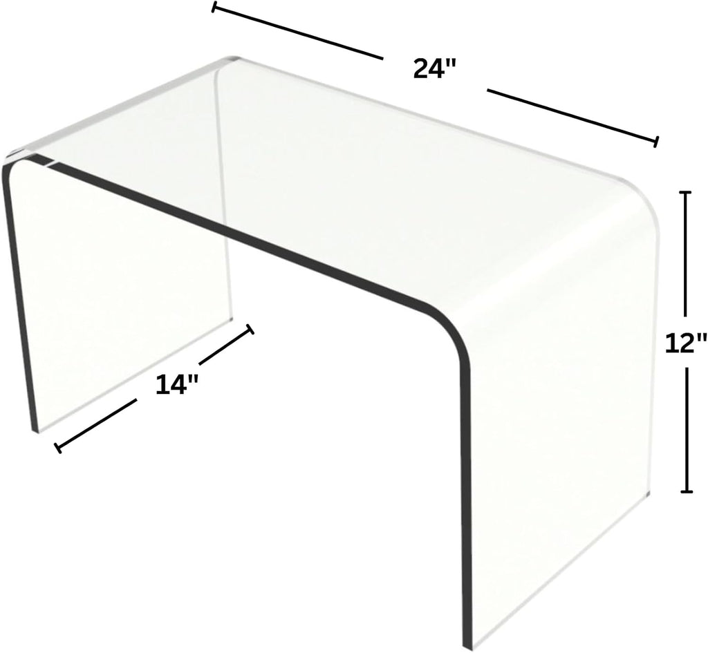 Acrylic Side Table - C Shaped End Table - Multipurpose Modern Furniture for Living Rooms and Offices by Lavish Home (Clear)