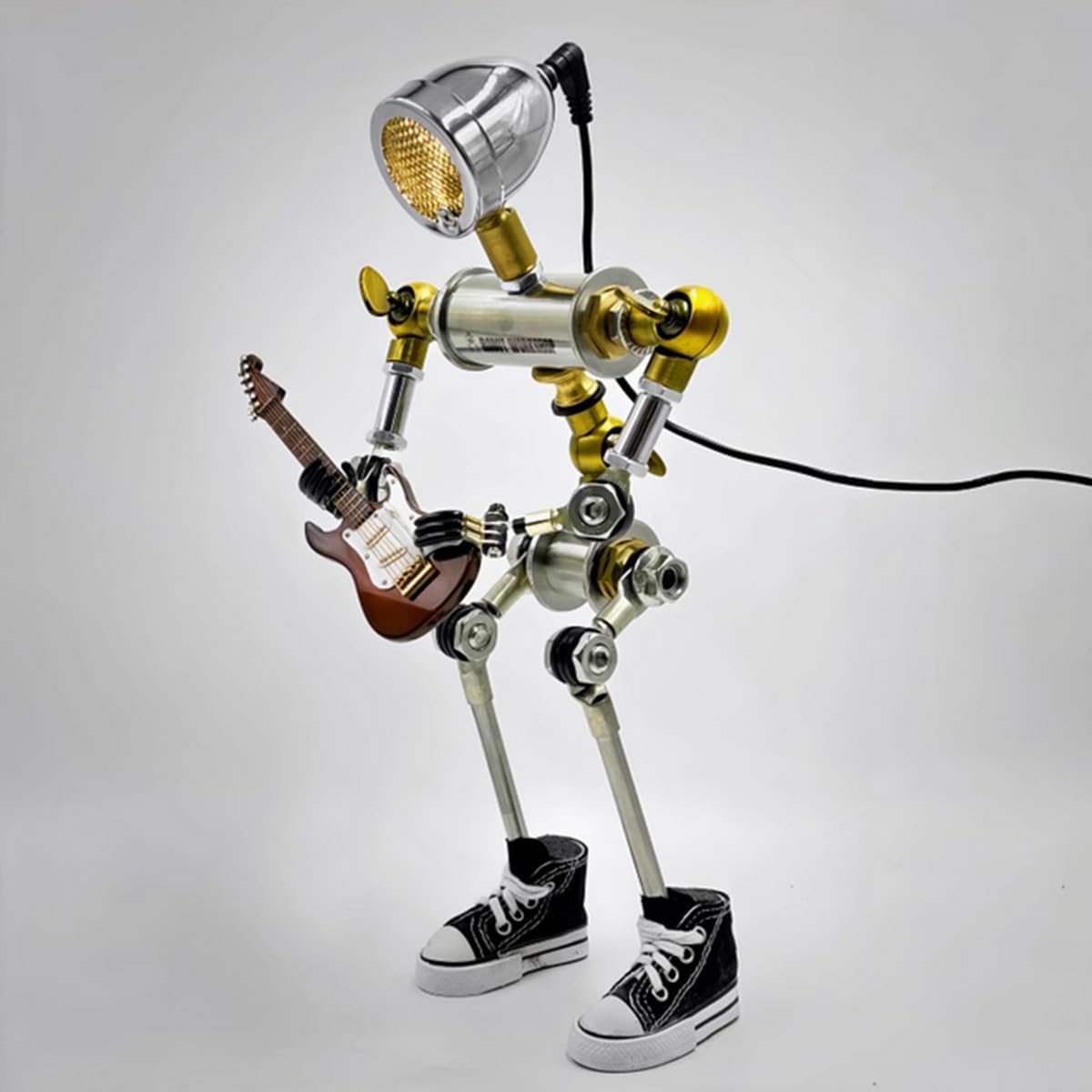 Mechanical Mecha 3D Metal Model Kit for Adults, Steampunk Robot Table Lamp Laser Cut Metal Robot Model Set, Chest Logo Desk Lamp Ornament Toy Decor Gift, Finished Version