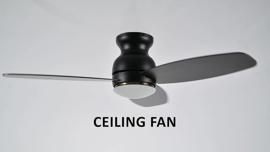 Carro 44' Black Ceiling Fan with Light Flush Mount, DC 10 Speeds Silent Ceiling Fan with Remote, 2 Light Colors Dimmable, for Living Room, Bedroom, Dark Walnut