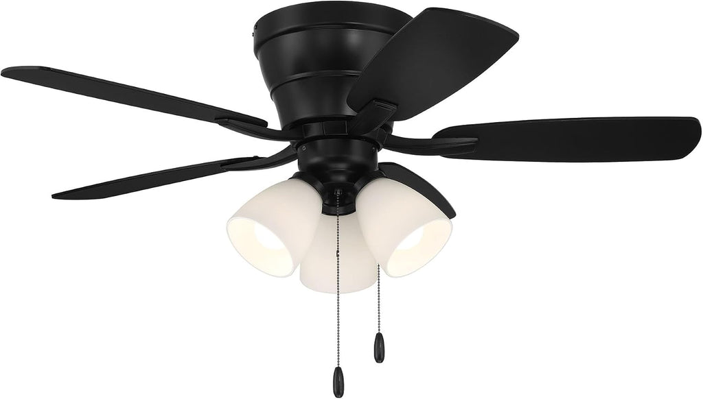 Craftmade 42' Wheeler Indoor Flush Mount 5 Blade Flat Black Finish Ceiling Fan with Optional 3-Light Kit