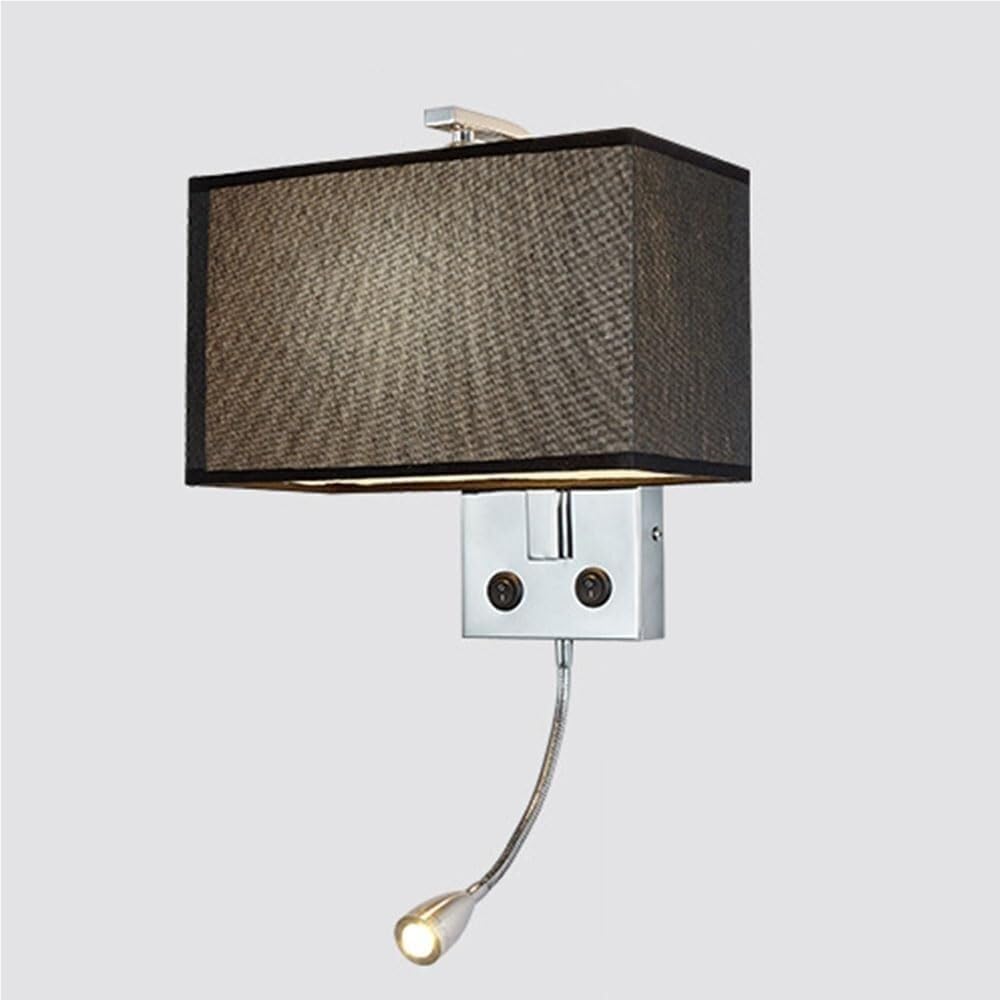 Modern Fabric Wall Sconces with Spotlight Indoor Lighting for Living Room Bedroom Dining Bathroom Dresser Wall Lamp with Switch(B)