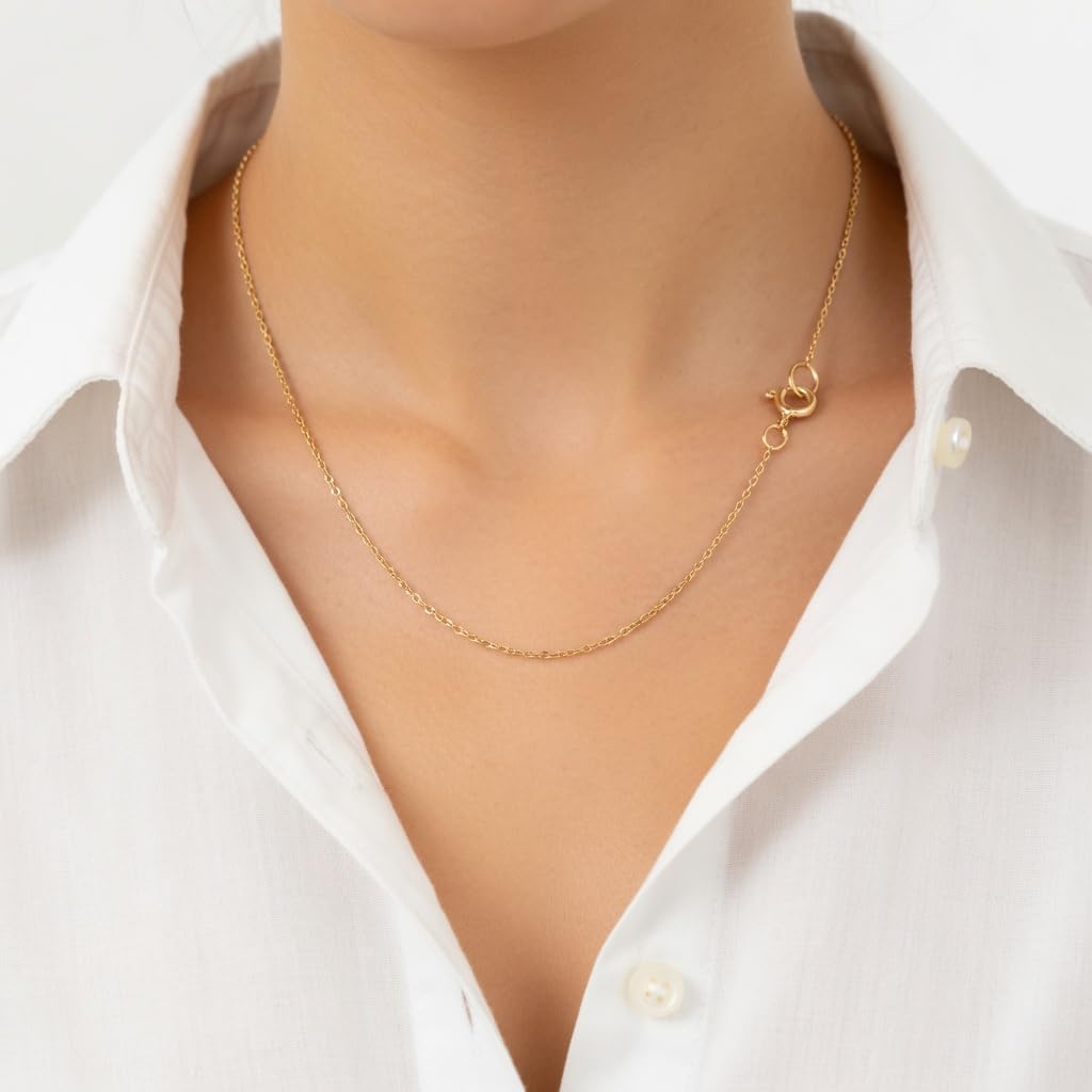 Jewelry Affairs 14k Yellow Real Solid Gold Rope Chain Necklace, 0.9mm