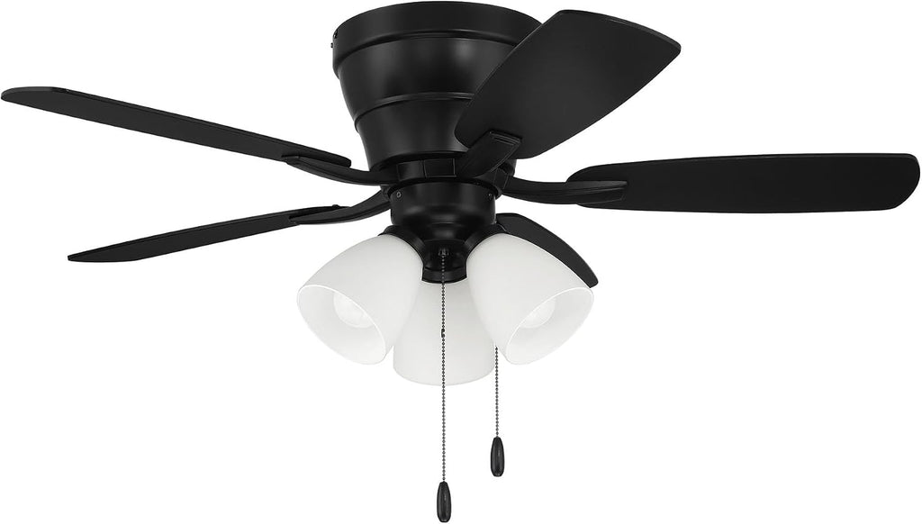 Craftmade 42' Wheeler Indoor Flush Mount 5 Blade Flat Black Finish Ceiling Fan with Optional 3-Light Kit