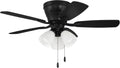 Craftmade 42' Wheeler Indoor Flush Mount 5 Blade Flat Black Finish Ceiling Fan with Optional 3-Light Kit
