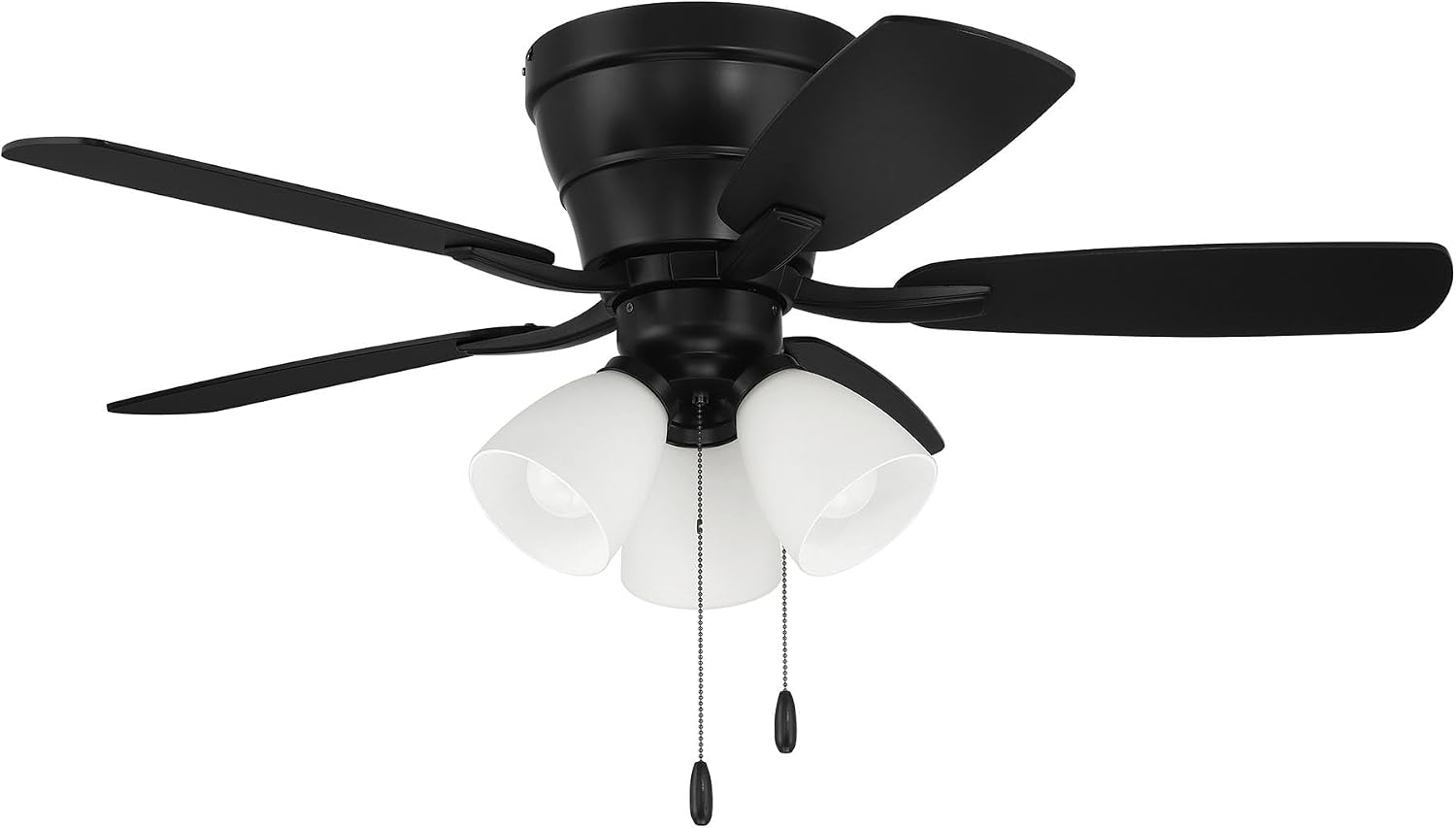 Craftmade 42' Wheeler Indoor Flush Mount 5 Blade Flat Black Finish Ceiling Fan with Optional 3-Light Kit