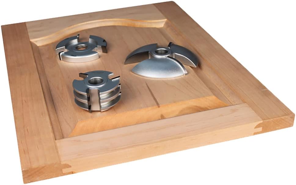 Infinity Cutting Tools 3-Pc. Cabinet Door w/Combo R&S Cutter Shape-Up Shaper Cutter Sets- Cove