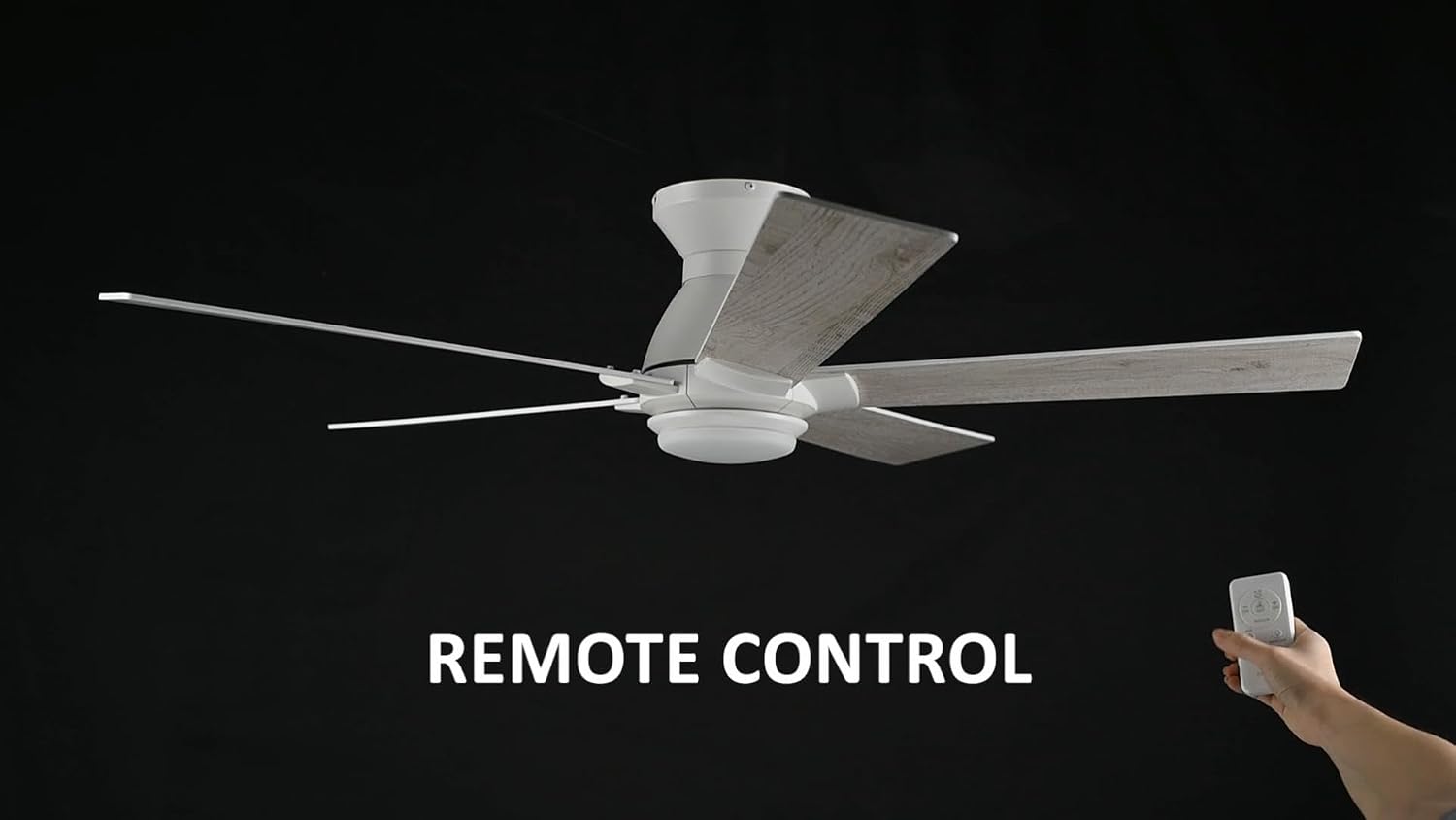 Carro 52 Inch Flush Mount Ceiling Fan without Lights, White Ceiling Fan with Remote, 10-Speed Reversible DC Motor, 5 Dual Finish Blades, 3 Light Colors Dimmable LED, for Bedroom