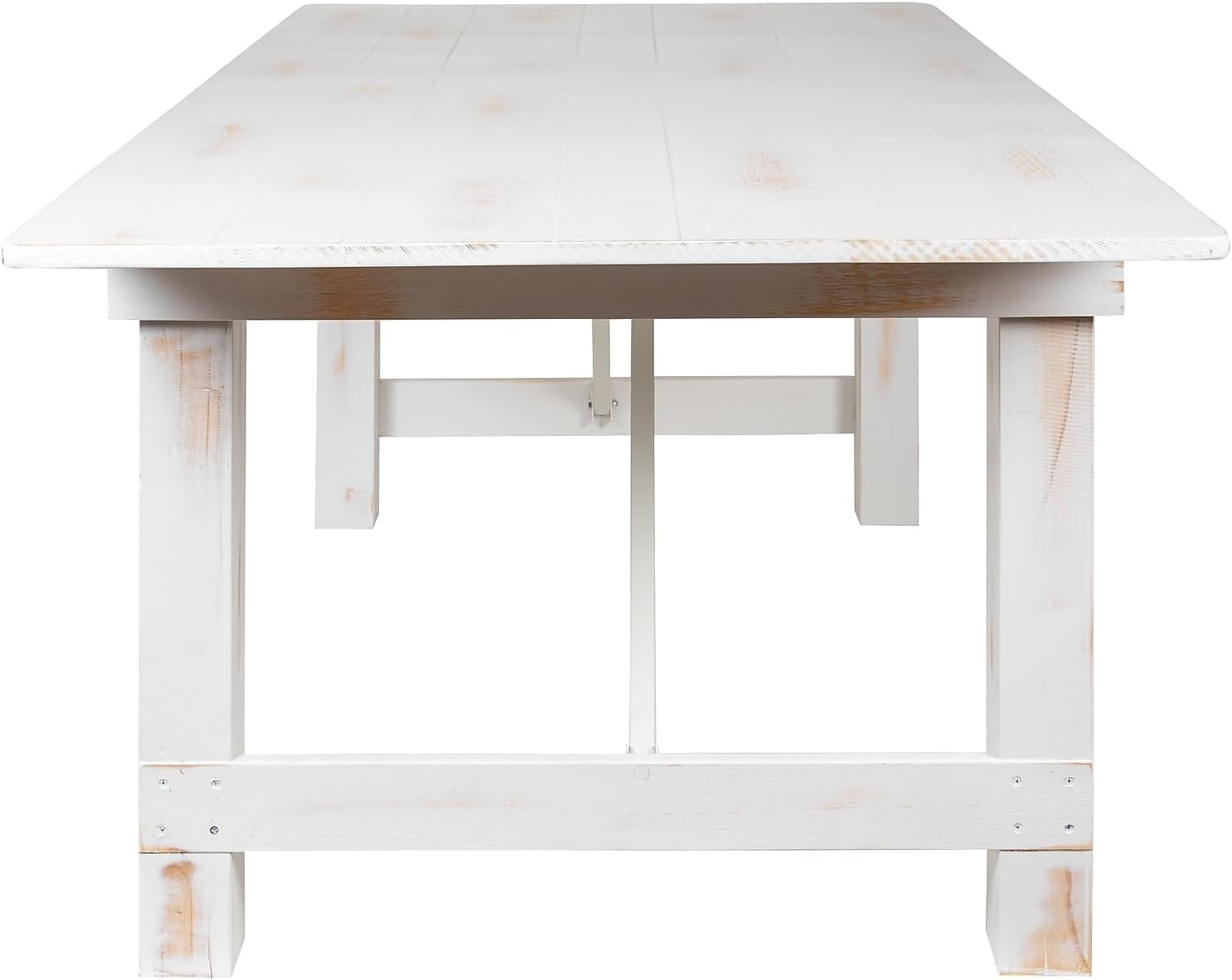 Flash Furniture HERCULES Series 7' x 40' Rectangular Antique Rustic White Solid Pine Folding Farm Table