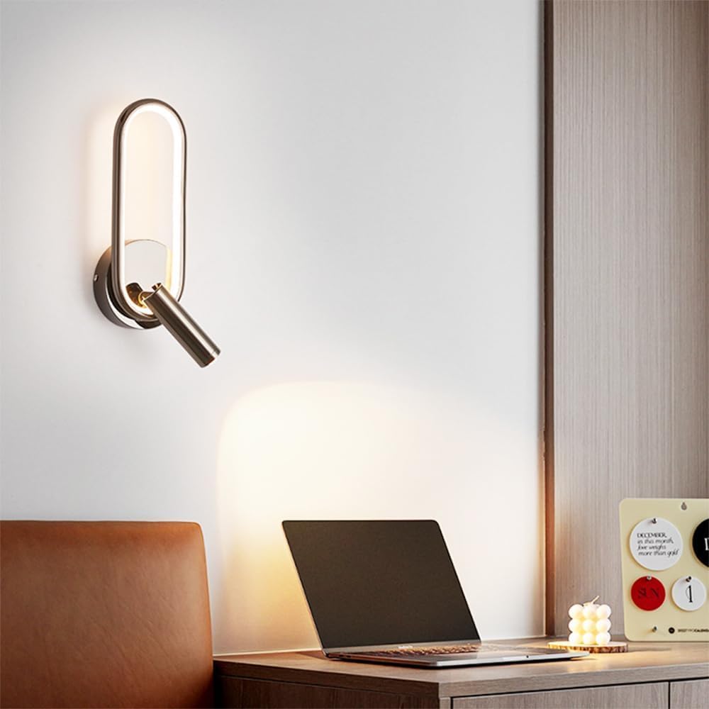 Modern Ring LED Wall Light Metal Linear Wall Lamps with Swivel Spotlight Indoor Wall Lighting,Minimalist Pendent Lamp Oldsix-66(OneColor)