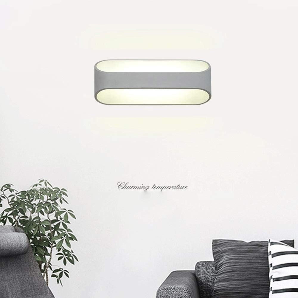 LED Wall Sconce Modern Wall Lamp Up and Down Lighting Fixtures, Aluminum Spotlights Indoor Sconces for Living Room Bedroom Hallway, Double Bevel White Metal Wall Light