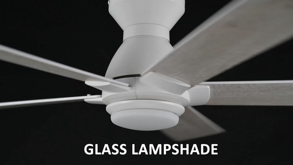 Carro 52 Inch Flush Mount Ceiling Fan without Lights, White Ceiling Fan with Remote, 10-Speed Reversible DC Motor, 5 Dual Finish Blades, 3 Light Colors Dimmable LED, for Bedroom