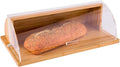 Restaurantware 20 x 11.5 x 6.5 Inch Bread Box 1 Clear Lid Wooden Bread Box - Shatter-Proof Chip-Resistant Natural Bamboo Roll Top Bread Box For Ktchen Countertop Stores Food