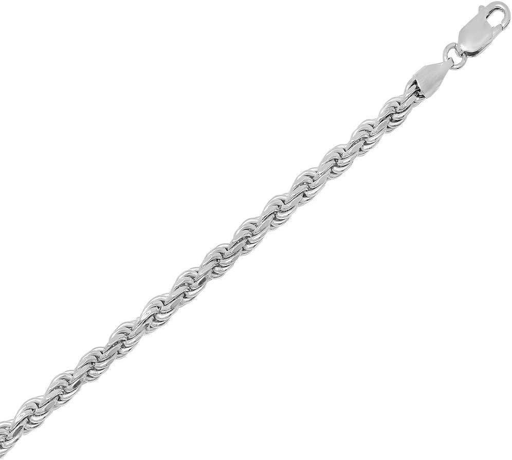 Verona Jewelers 925 Sterling Silver Necklace 4MM Italian Diamond-Cut Rope Chain Necklace for Men and Women- 925 Braided Twist Italian Necklace, Rope Chain For Men,Silver chain 925 Rope Chain (16-36)