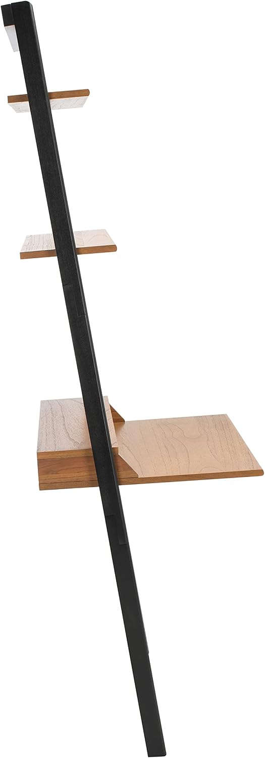 SAFAVIEH Home Collection Pamella Natural/Charcoal 2-Shelf Computer Table Office Writing Leaning Desk