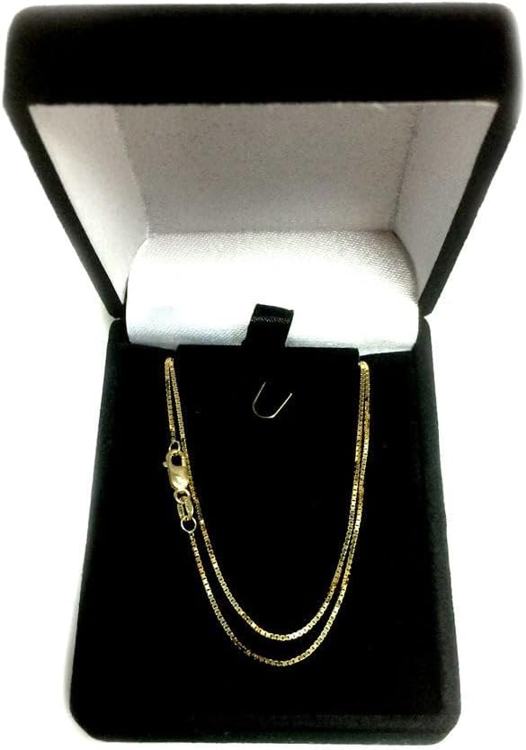 Jewelry Affairs 18k Yellow Solid Gold Mirror Box Chain Necklace, 0.8mm