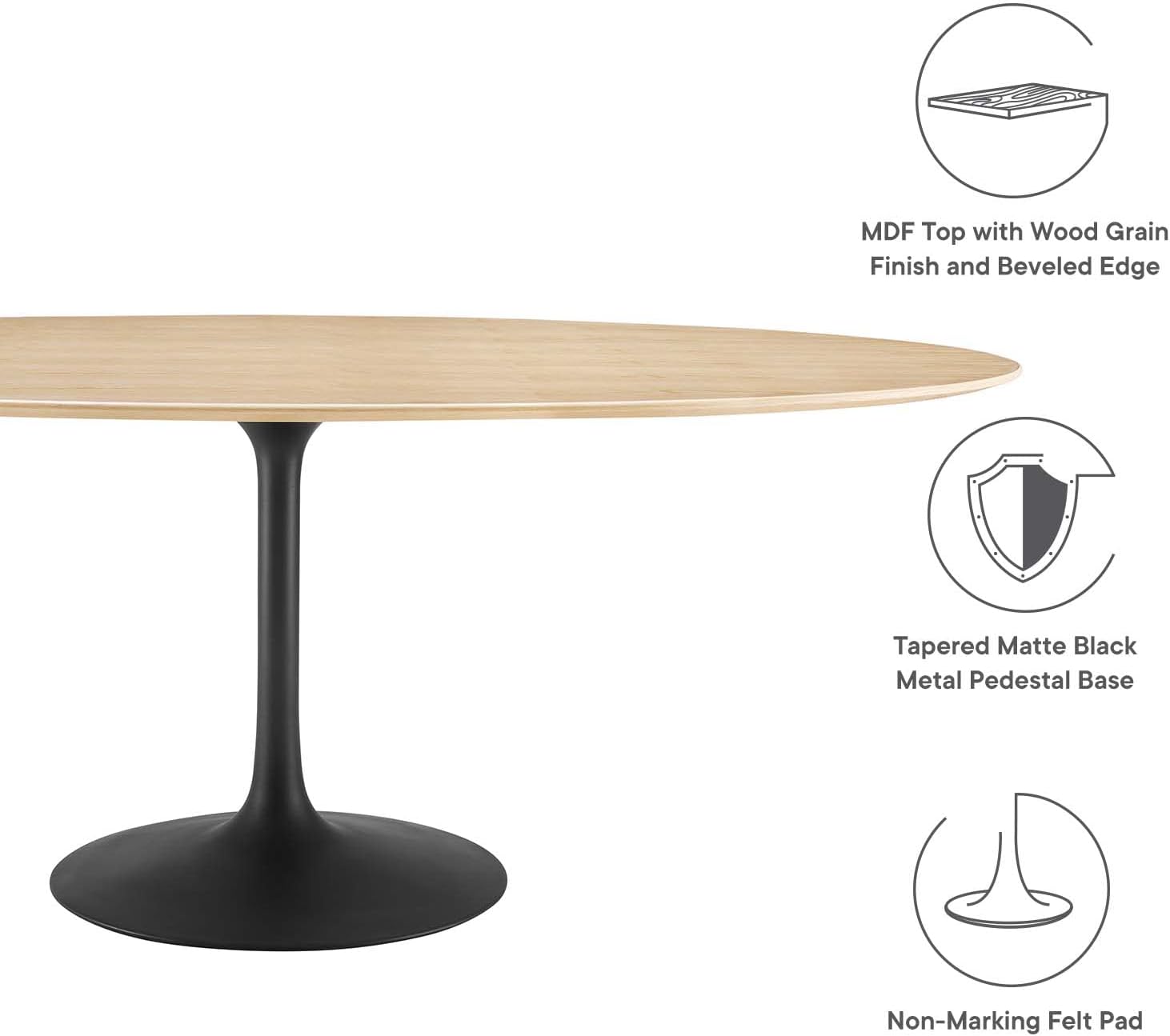 Modway Lippa Dining Table, 78', Black Natural