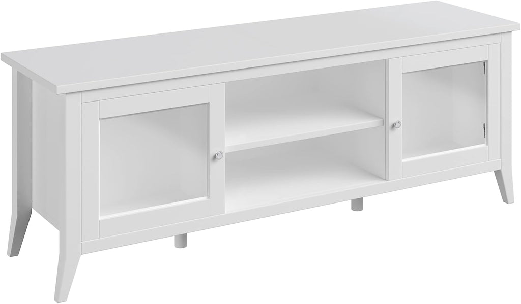 TV Stand - 55-inch Storage Cabinet with 2 Cubbies and 2 Shelves - Entertainment Center for Living Room, Bedroom, or Entryway by Lavish Home (White)