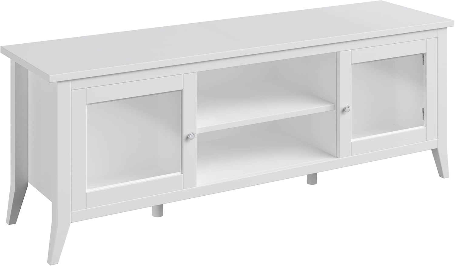 TV Stand - 55-inch Storage Cabinet with 2 Cubbies and 2 Shelves - Entertainment Center for Living Room, Bedroom, or Entryway by Lavish Home (White)