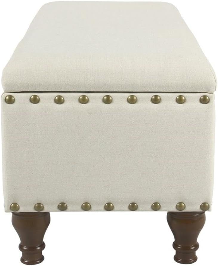 HomePop 42' Storage Bench with Nailhead Trim - Cream
