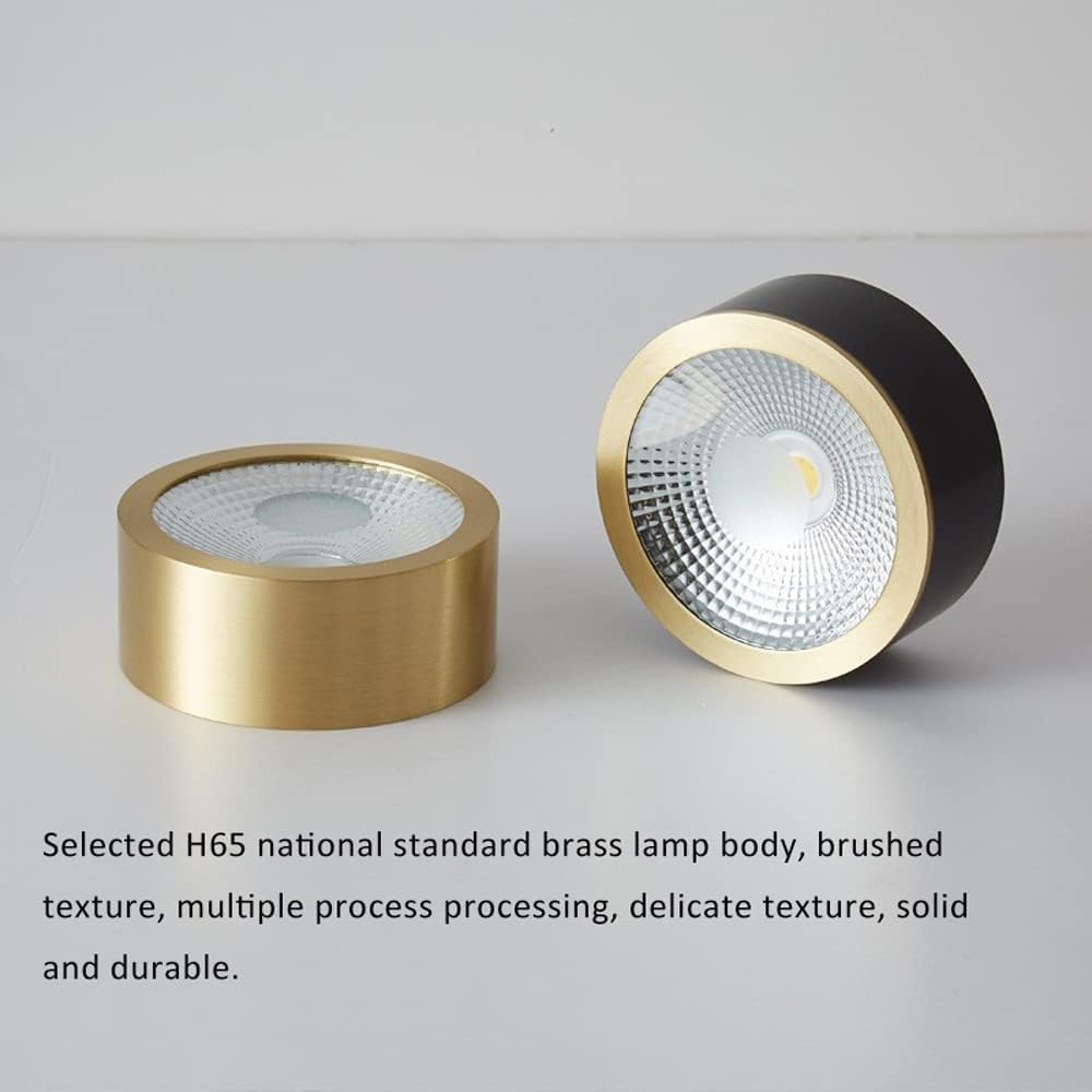 Set of 10 Premium Brass COB Ceiling Lamps - 3W, 5W, 7W, 9W LED Retrofit Downlight Spotlight for Indoor Use, Eye Protection, No Strobe Light(Light Color,5W)