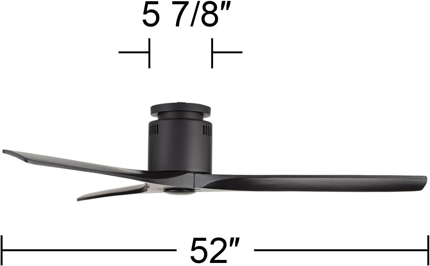 Casa Vieja 52' Windspun Modern 3 Hugger Ceiling Fan with Remote Control Matte Black Solid Wood Low Profile for Living Room Kitchen House Bedroom Family Dining Home Office
