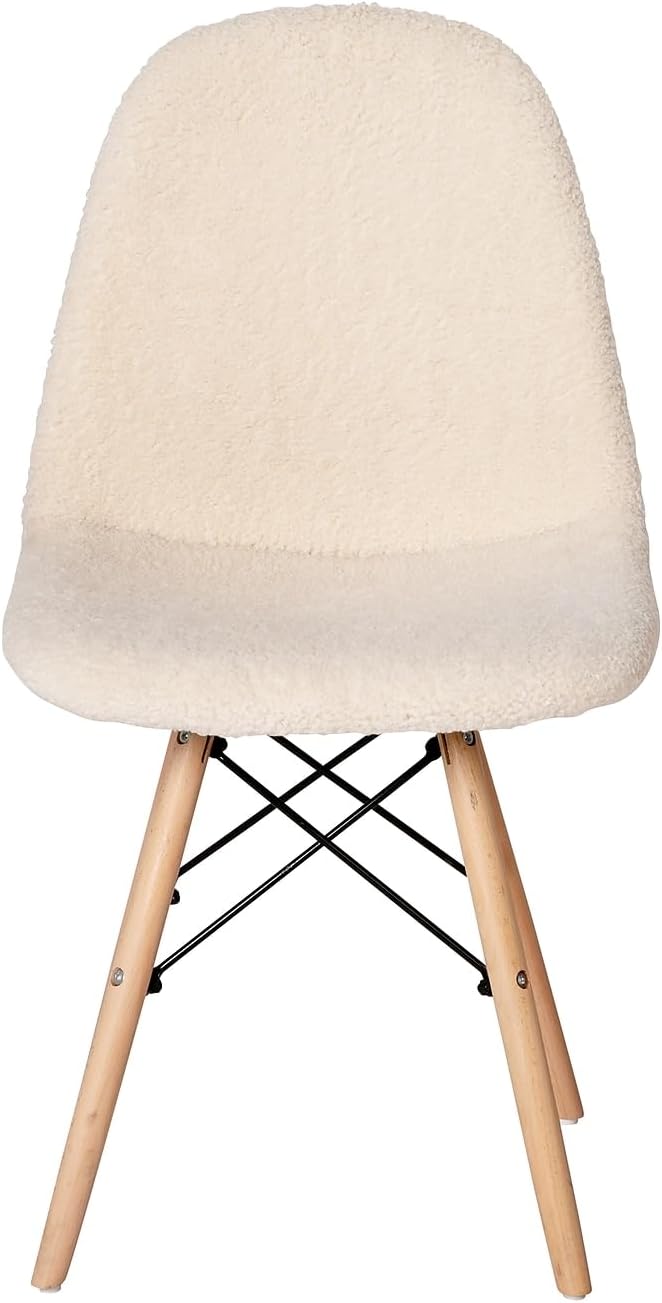 Flash Furniture Modern Zula Modern Padded Armless Faux Sherpa Accent Chair with Beechwood Legs - Off-White