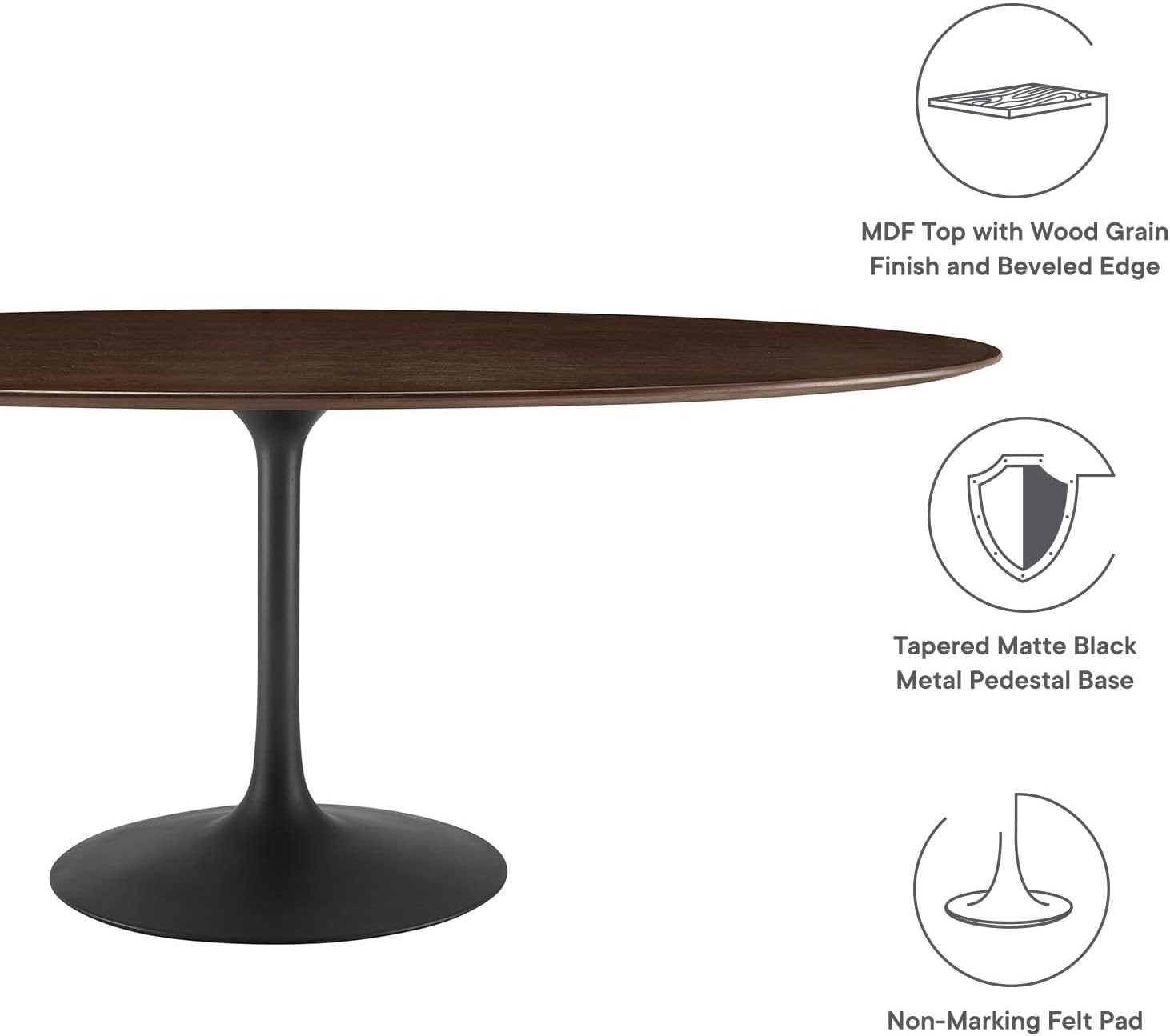 Modway Lippa Dining Table, 78', Black Cherry Walnut