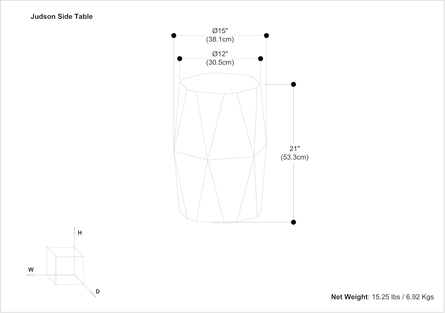 SIMPLIHOME Judson End Table - 15 inch Wide Solid Mango Wood Polygon Accent Table with Faceted Geometric Design in Black, Contemporary Nightstand or Lamp Stand for Living Room or Bedroom, Assembled