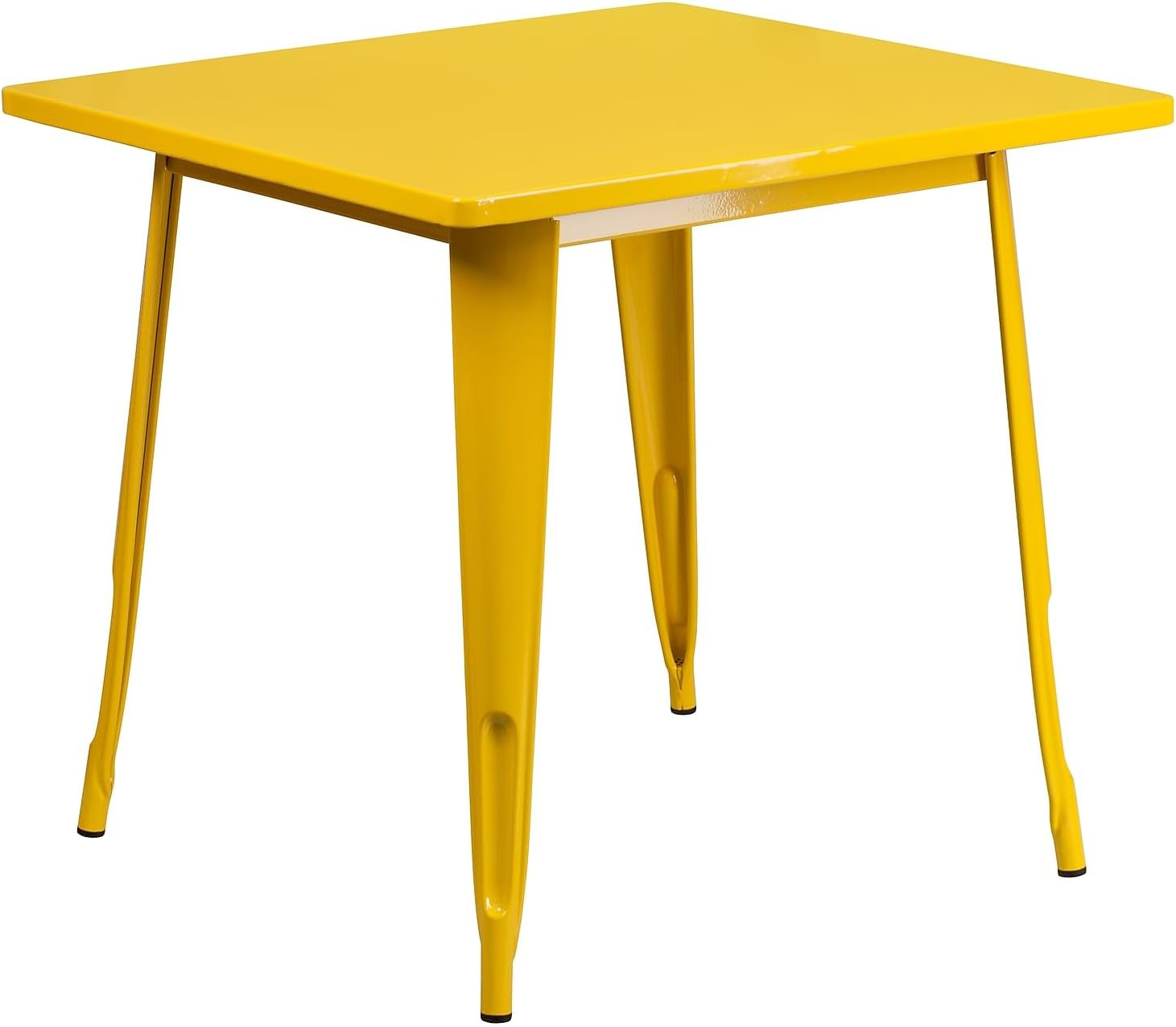 Flash Furniture Felix Commercial Grade 31.5' Square Yellow Metal Indoor-Outdoor Table