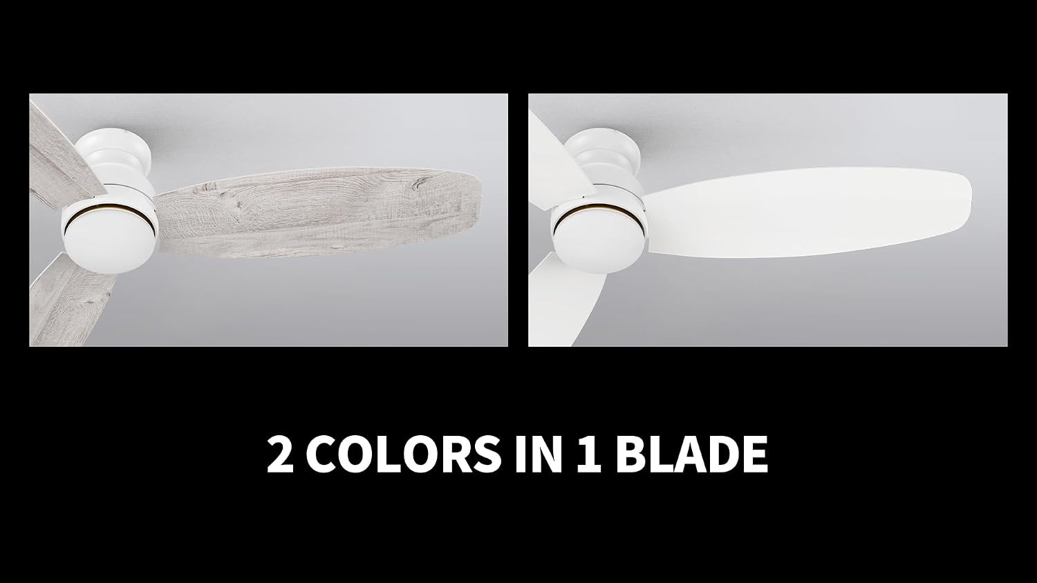 Carro 60 Inches White Ceiling Fan with Light Flush Mount, DC 10 Speeds Silent Ceiling Fan with Remote, 3 Dual Finish Blades, 3 Light Colors Dimmable, for Living Room, Bedroom