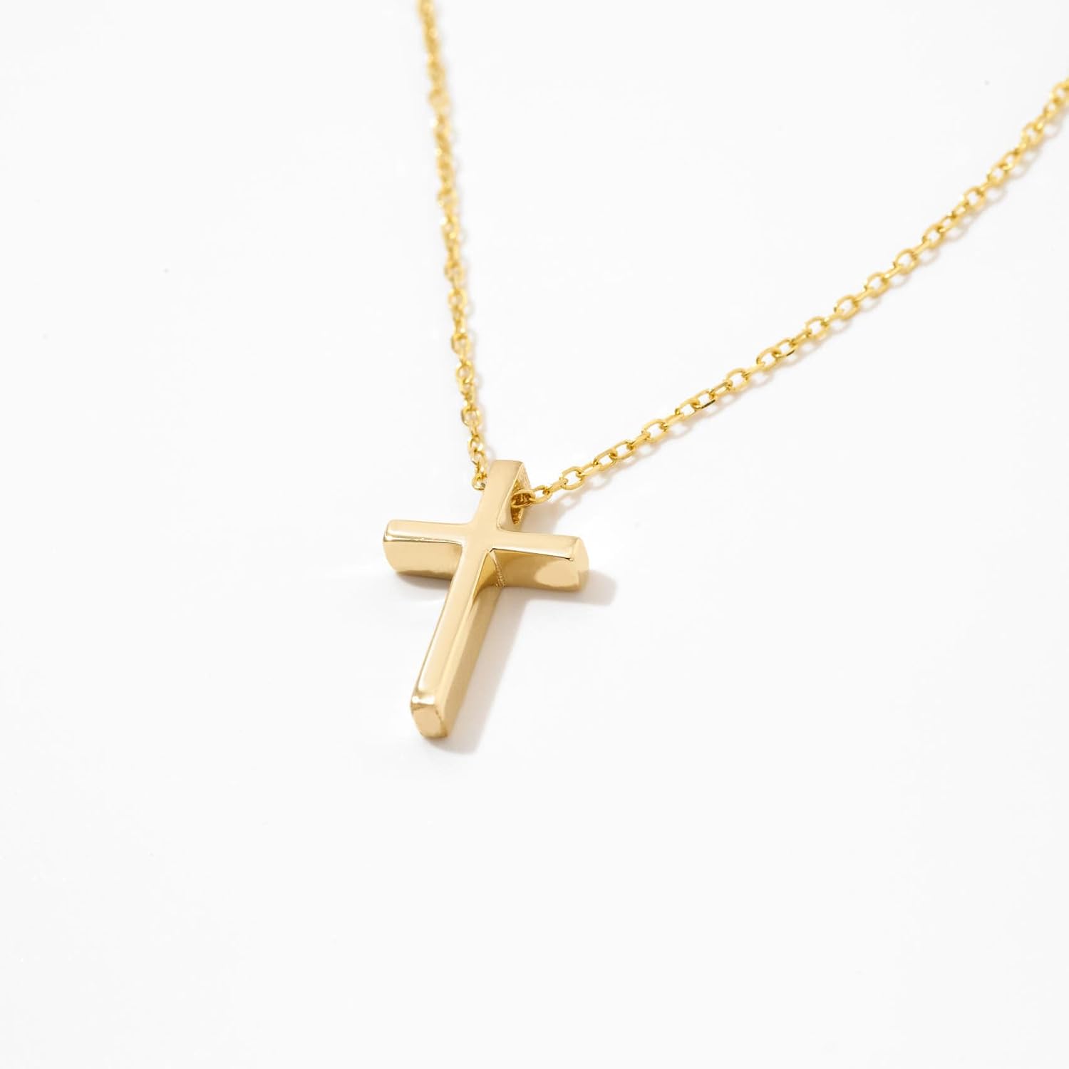 Gelin Dainty Cross Necklace for Women in 14K Solid Gold, 18 Inch Chain