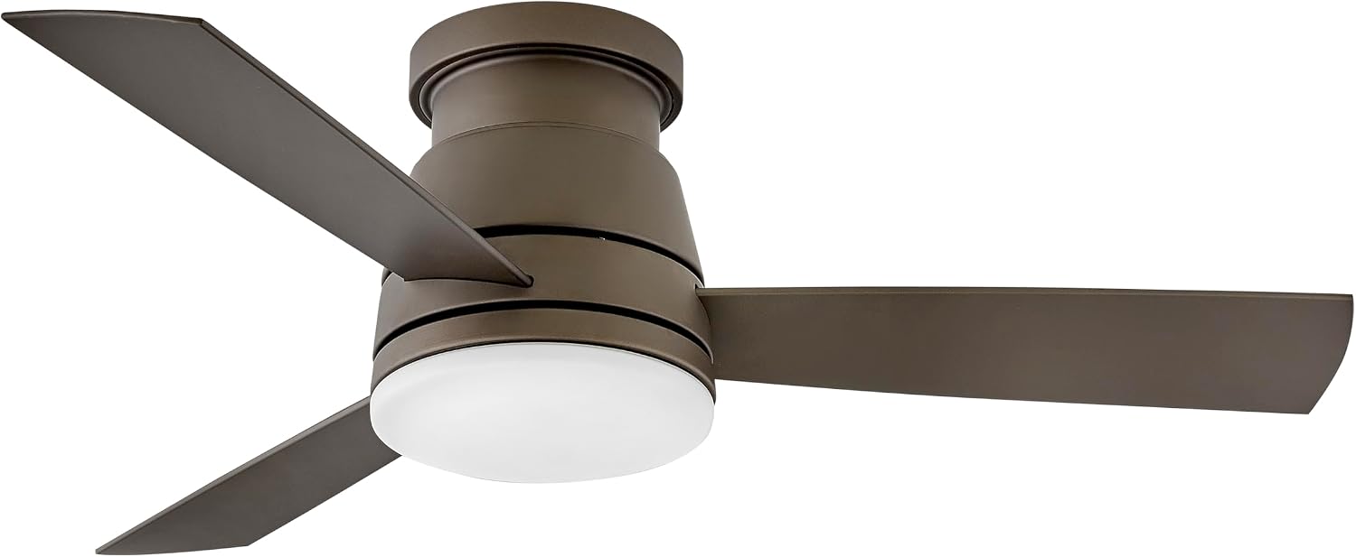 Hinkley Trey 44' Indoor/Outdoor Smart Ceiling Fan with Light and Remote, Modern Flush Mount, Composite Fan Blades, Integrated LED, Metallic Matte Bronze