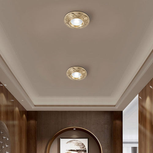 10W LED Ceiling Spotlight, Indoor LED Recessed Downlight, Modern Ceiling Lights with Brushed Brass Engraved Finish for Hallway Corridor Gallery Kitchen Living Room Bedroom
