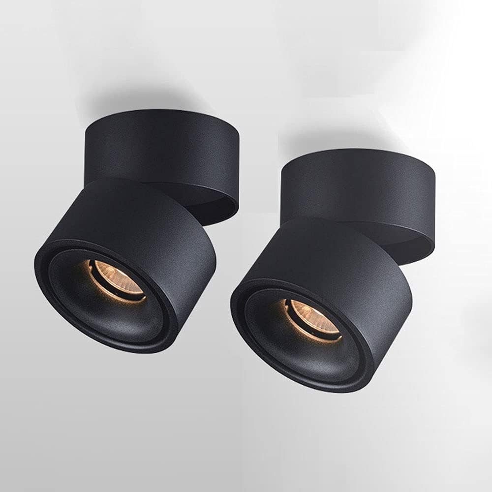Chandelier Led Ceiling Spotlights Indoor Adjustable Accent Lamp Surface Mounted Spot Lights Aluminum Downlights Wall Swivel Lamps(Black-4000k)