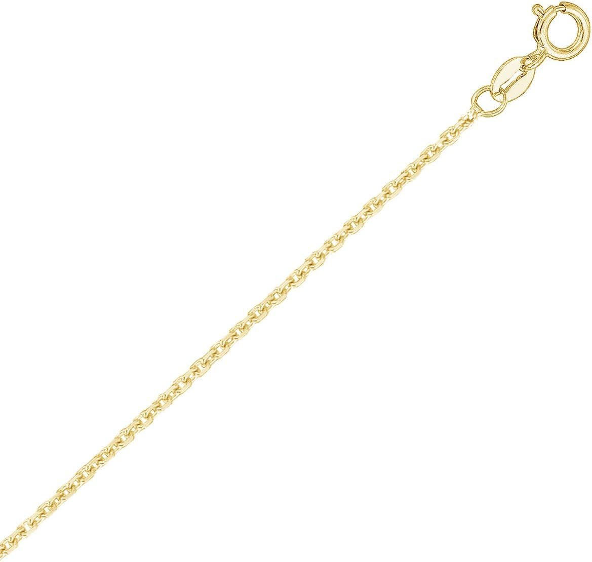 Ritastephens 14k Solid Gold Cable Link Chain Necklace 0.9 Mm (13, 16, 18, 20, 22, 24 Inches)